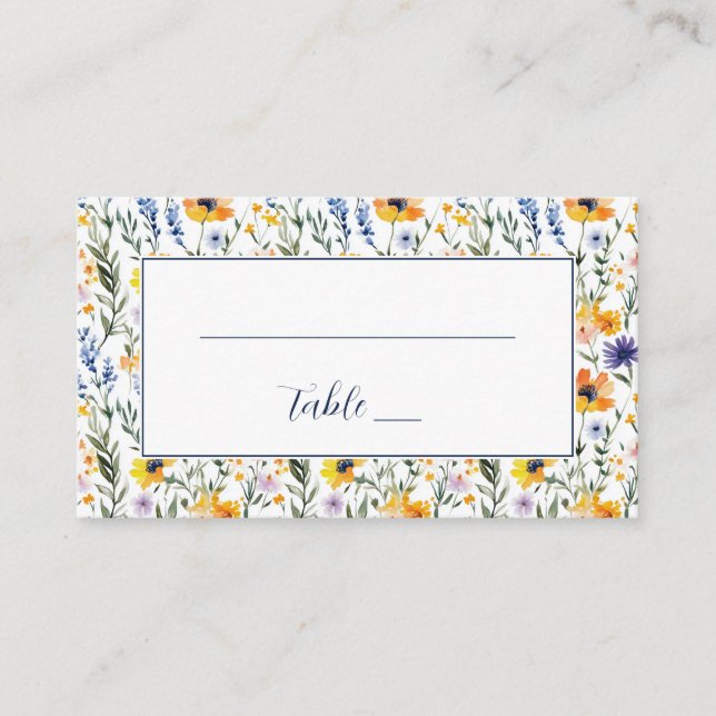 Cheerful Floral Botanical Border Placeringskort (Framsida)