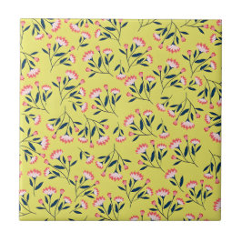  Cheerful Floral Pattern: Pink Flowers  Kakelplatta
