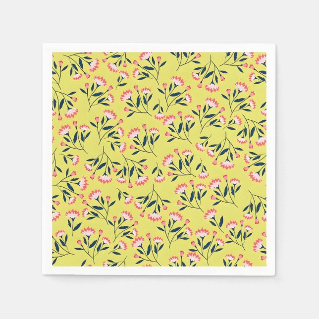  Cheerful Floral Pattern: Pink Flowers  Pappersservett (Framsidan)