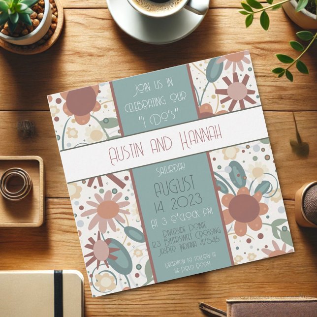 Cheerful Flowers Inspiritivity Bröllop Modern Roli Inbjudningar (Skapare uppladdad)