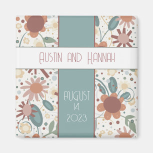 Cheerful Flowers Roligt Inspirief Bröllop magnets Magnet