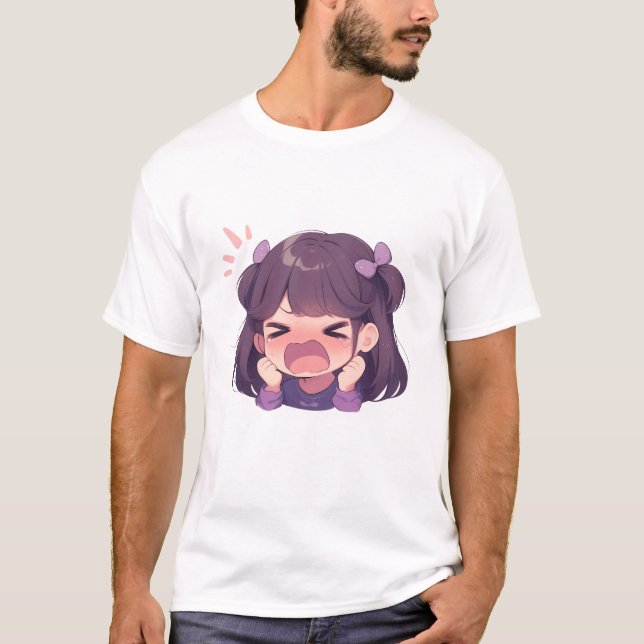 Cheerful Girl Illustration Manar Basic T-Shirt (Framsida)