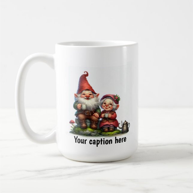 Cheerful Gnomes Enjoying a Coffee Break Kaffemugg (Vänster)