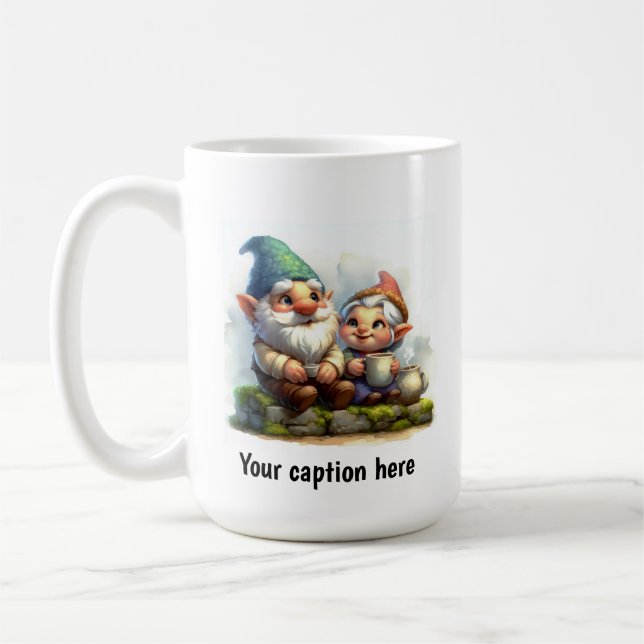 Cheerful Gnomes Enjoying a Coffee Break Kaffemugg (Vänster)