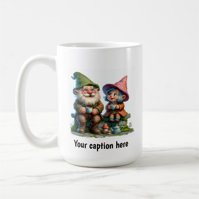 Cheerful Gnomes Enjoying a Coffee Break Kaffemugg (Vänster)