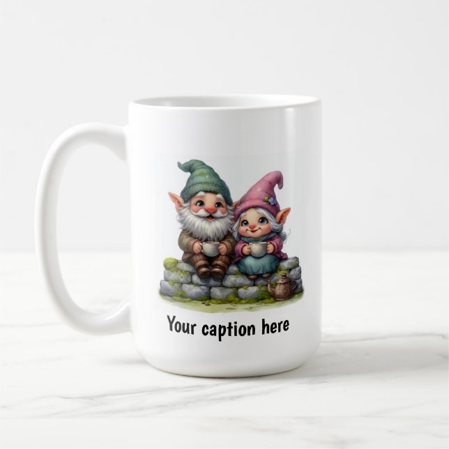 Cheerful Gnomes Enjoying a Coffee Break Kaffemugg (Vänster)