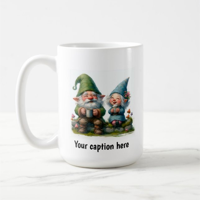 Cheerful Gnomes Enjoying a Coffee Break Kaffemugg (Vänster)