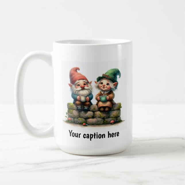 Cheerful Gnomes Enjoying a Coffee Break Kaffemugg (Vänster)