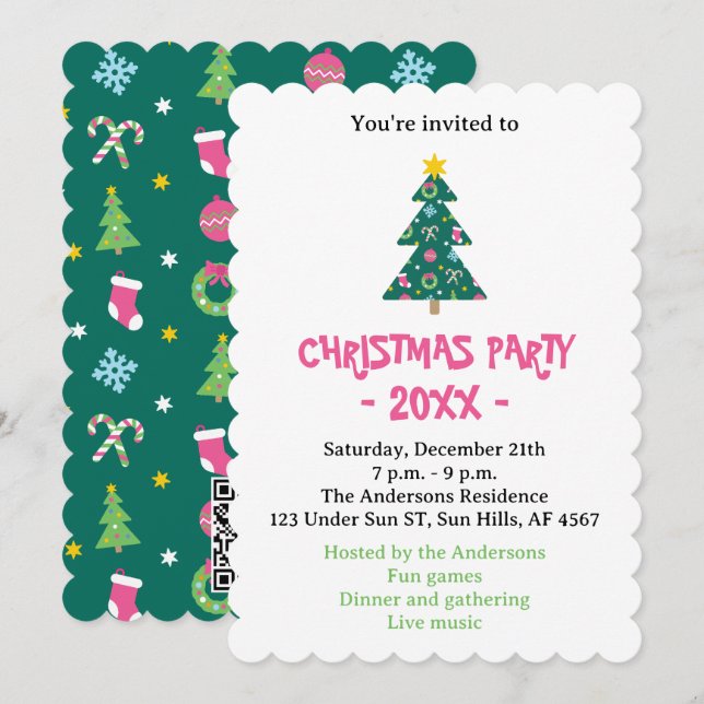 Cheerful god jul inbjudningar (Fram/baksida)