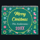 Cheerful god jul kalender<br><div class="desc">En julkalender med Julgran, boll, candy cane, snöflingor, krans, trädgård och inslag som är utsmyckat i dekoration. Denna julkalender i firande är mycket lätt att anpassa. Du kan ändra texten och bilder som du vill. Lämplig som gåva, souvenir eller för egen använda. Ge uttryck för din julkänsla och glädje med...</div>