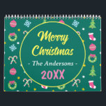 Cheerful god jul kalender<br><div class="desc">En julkalender med Julgran, boll, candy cane, snöflingor, krans, trädgård och inslag som är utsmyckat i dekoration. Denna julkalender i firande är mycket lätt att anpassa. Du kan ändra texten och bilder som du vill. Lämplig som gåva, souvenir eller för egen använda. Ge uttryck för din julkänsla och glädje med...</div>