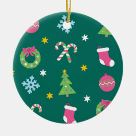 Cheerful god jul mönster julgransprydnad keramik
