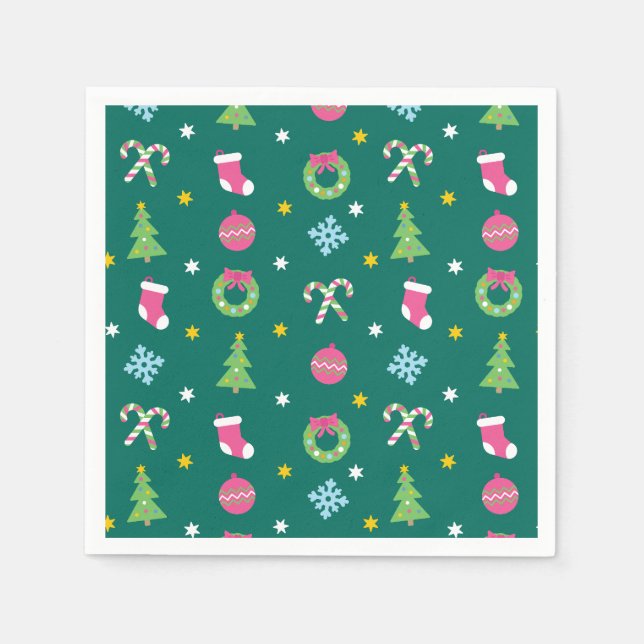 Cheerful god jul mönster pappersservett (Framsidan)