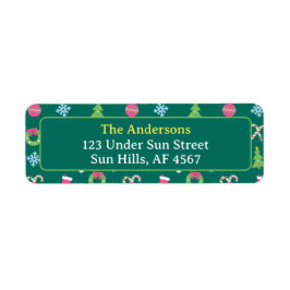 Cheerful god jul mönster returadress etikett