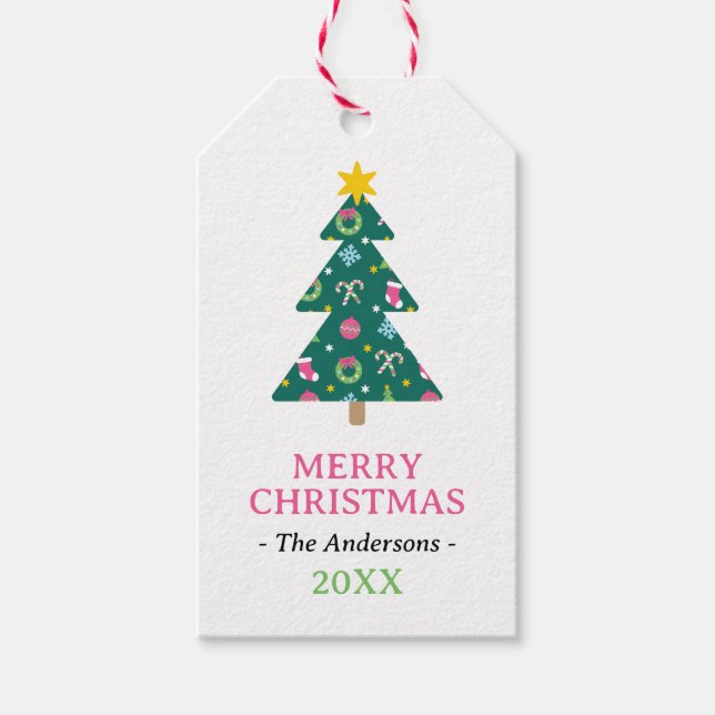 Cheerful god jul presentetikett (Framsidan)