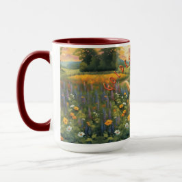 Cheerful Golden Retriever Frolicking vid Sunrise Mugg