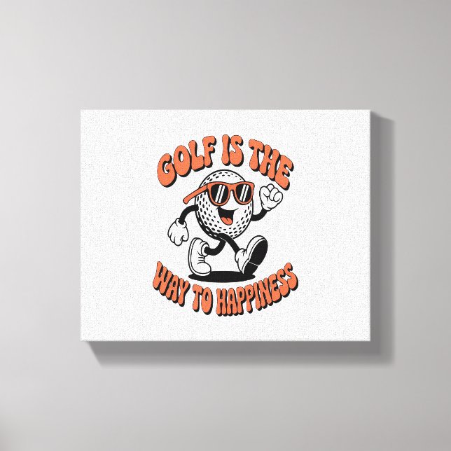Cheerful Golf Boll Mascot Canvastryck (Framsida)