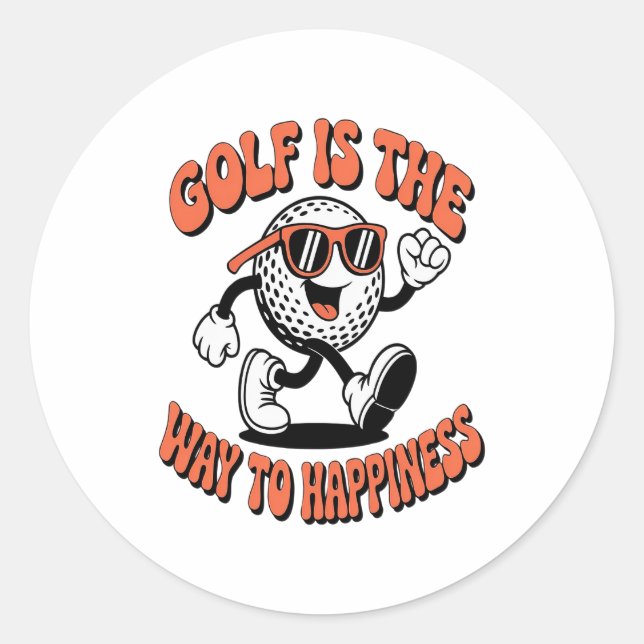 Cheerful Golf Boll Mascot Runt Klistermärke (Framsida)