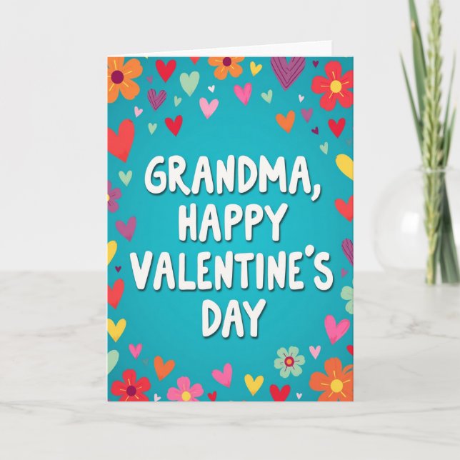 Cheerful Grandma Valentine Card Kort (Framsida)