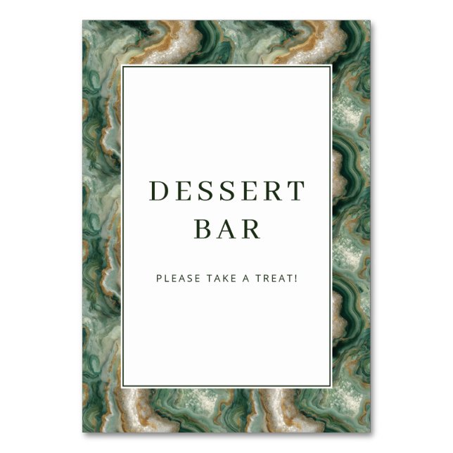 Cheerful Green Marble Dessert Bar Sign Bordsnummer (Framsidan)