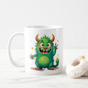 Cheerful Grönt Monster: Ett vänligt assistent Kaffemugg