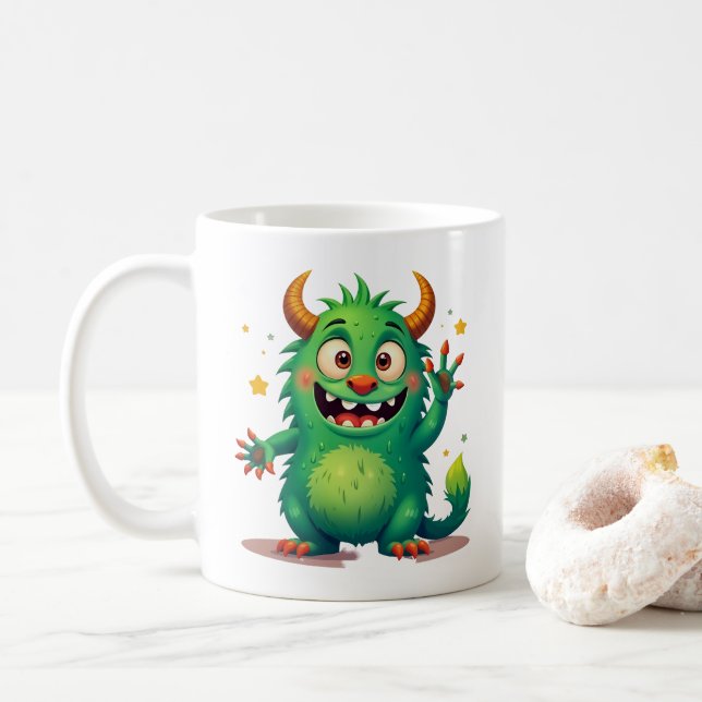 Cheerful Grönt Monster: Ett vänligt assistent Kaffemugg (Med munk)