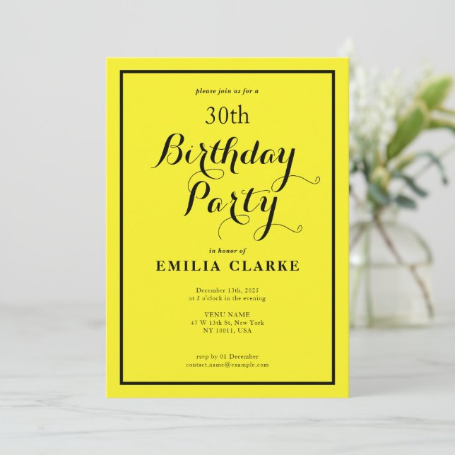 Cheerful Gult Birthday-firandet Inbjudan (Stående Fram)