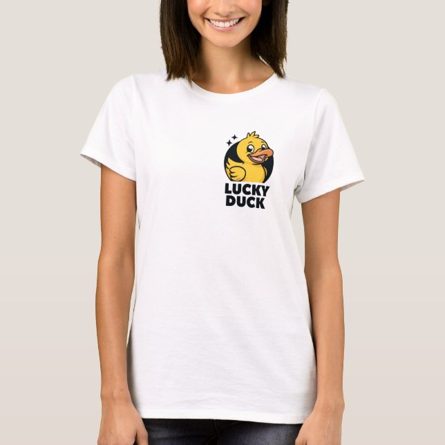 Cheerful Gult Rubber Anka Tecknad Logotyp T-Shirt (Framsida)