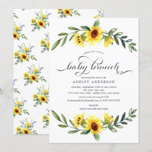 Cheerful Gult Solros Baby Brunch Inbjudningar
