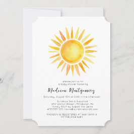 Cheerful Gult Sunshine Gingham Baby Shower Inbjudningar