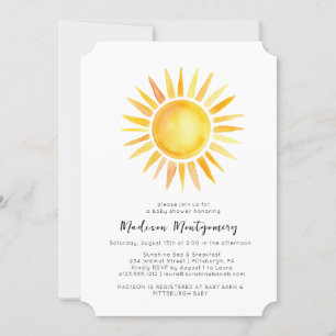 Cheerful Gult Sunshine Gingham Baby Shower Inbjudningar