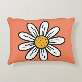 Cheerful Hand Drawn Daisy Cushion Retro y'l Stil Prydnadskudde