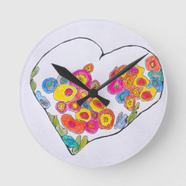 Cheerful Heart by Lydia's Art Sangria Rund Klocka