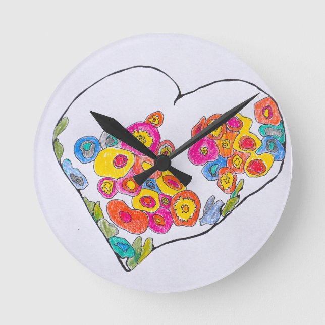 Cheerful Heart by Lydia's Art Sangria Rund Klocka (Framsida)