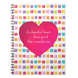 Cheerful Heart Colorful Mönster Anteckningsbok