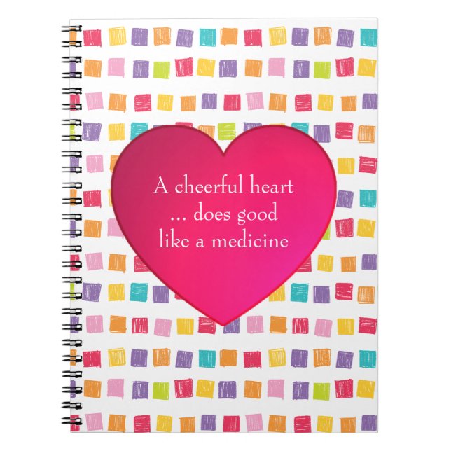 Cheerful Heart Colorful Mönster Anteckningsbok (Framsidan)