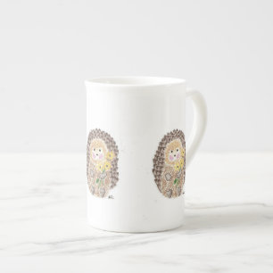 Cheerful hedgehog bone China mugg Benporslin Mugg