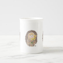 Cheerful hedgehog bone China mugg