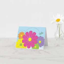 Cheerful Hej Flowers Note Card Kort