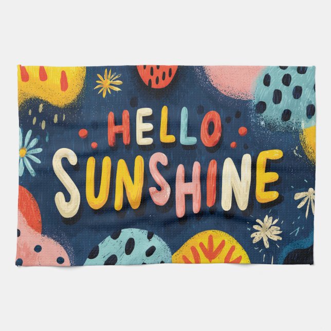 Cheerful "Hej Sunshine" Hälsning Kökshandduk (Horisontell)