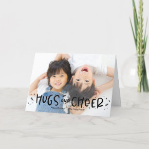 Cheerful Hug Editable Färg Helgdag Photo Card Helgkort