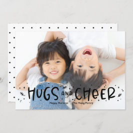 Cheerful Hug Editable Färg Helgdag Photo Card Julkort