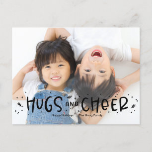 Cheerful Hug Editable Färg Photo Helgdag vycard Helg Vykort