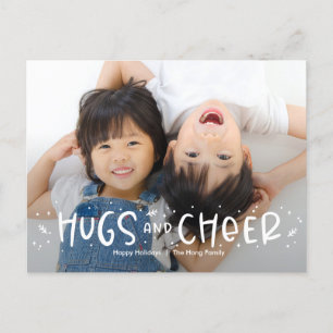 Cheerful Hug Editable Färg Photo Helgdag vycard Helg Vykort