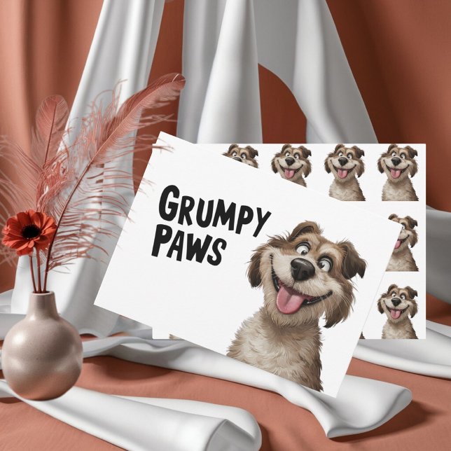Cheerful Hund Fars dag Card - Grumpy Tassar Funny Anteckningskort (Bring a smile to Dad's face with this cheerful, goofy dog card!)