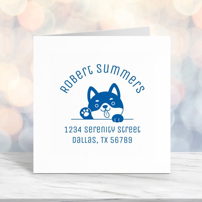 Cheerful Hund Peeking ovanför Arch Adress 3 Självfärgande Stämpel (Skapare uppladdad)