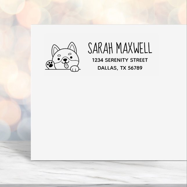 Cheerful Hund Shiba Inu Pet Adress Självfärgande Stämpel (Skapare uppladdad)