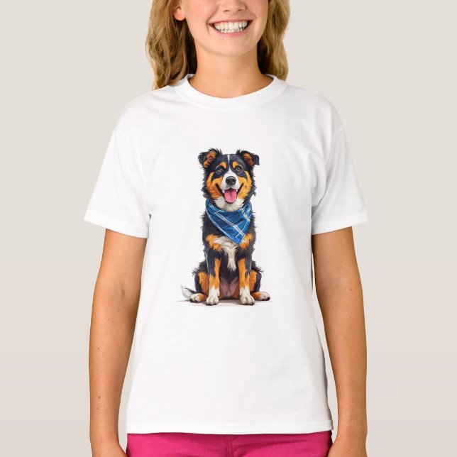 Cheerful hund upprätt t shirt (Framsida)