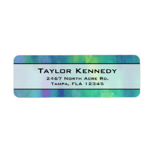 Cheerful Impressionist Abstrakt i Grönt och blå Returadress Etikett