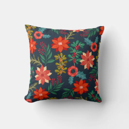 Cheerful Julafton Blommigt Dekorativ kudde